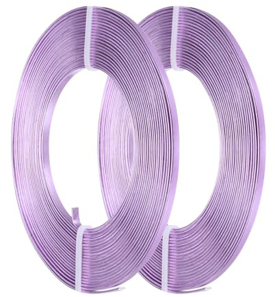 sourcing map 2 rollos de alambre plano para manualidades, alambre de aluminio plano de 3 mm, alambre plano flexible, alambre de aluminio de calibre 18 para hacer joyas, escultura de bisel, morado