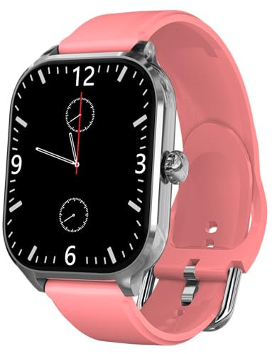 SMART-J PRIME PULSE - Smartwatch 1,7 con Doppio Cinturino | Chiamate, Whatsapp, Contapassi, Cardiofrequenza, Assistente Vocale |Uomo e Donna (Cinturino Rosa + Nero in Omaggio)