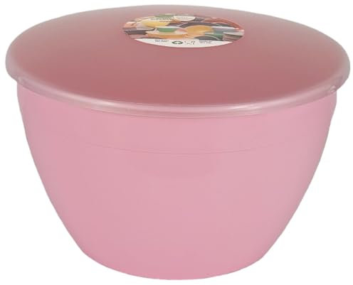 Just Pudding Basins 4 Pint Large Bowl with Lid for Steaming and Mixing Durable Plastic Dishwasher Safe Colour Pink