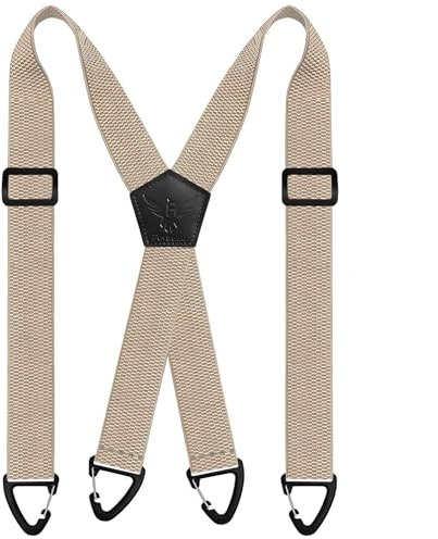 Fevaeno Hosenträger Herren Breit 4cm Anti-Rutsch-Schnalle Einstellbar und Elastische Einheitsgröße Hosenträger für Herren und Damen (X Beige)