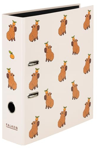 Falken Motiv-Ordner Capybara, Made in Germany, 8 cm breit DIN A4 schwarzer Innenspiegel, glanzkaschierter Außenbezug Social Media 1 Stück