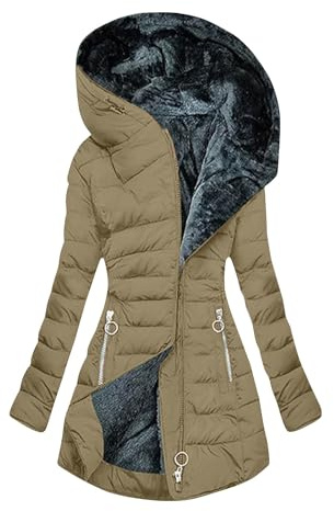 Damen Windbreaker Jacke Lang für Outdoor & Wanderung Wasserdicht und Warm mit Fleecefutter Winter Regenjacke mit Kapuze Damen Größen S-5Xl