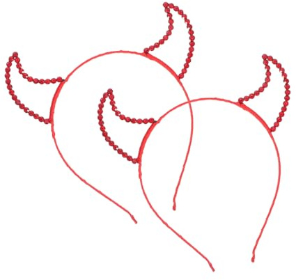 LALADEFIEE 2 Stück Dämonenhorn Stirnband Halloween Kostüme Für Erwachsene Halloween Horn Haar Schwarzes Teufelshorn Stirnband Pailletten Horn Teufelshorn