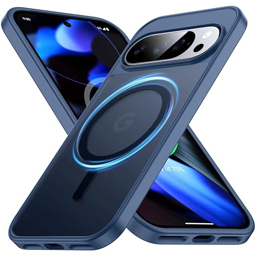 FNDMIL [NO.1 Magnetisch für Google Pixel 9/9 Pro Hülle mit MagSafe | [Translucent Matt][Anti-Fingerabdruck][Militär Stoßfest] Weich Silikon Handyhülle für Google Pixel 9/9 Pro Case,Blau