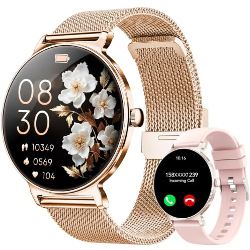 taopodo Reloj Inteligente Mujer, 1.27 Smartwatch Mujer con Llamadas, Monitor de Sueño, Función Femenina, 120+ Modos Deportivos, Podómetro, 24H Pulsómetro, SpO2, IP68, para Android/iPhone