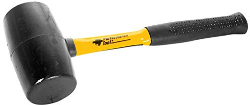 Performance Tool M7132 Double-Faced Solid Rubber Head Hammer with Fiberglass Handle and Anti-Shock Grip - Great for Home and Shop Use
