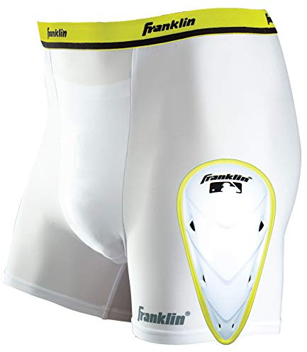 Franklin Sports Youth Court de Compression avec Tasse, Mixte, 5377F4S4P2/0103, Blanc, L/XL