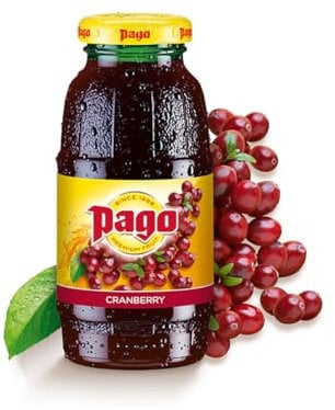 Pago – Cranberry - Natural Fruit Juice Drink, Vegan Friendly and Gluten Free, 200ml (Pack of 12 Bottles)