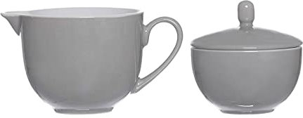 Ritzenhoff & Breker Milch- & Zuckerset Doppio, Grau, Milchkännchen/Gießer 170 ml, Zuckerdose ø 9 cm, aus Porzellan, Spülmaschinengeeignet