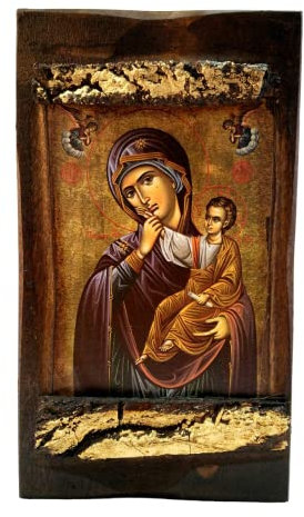 MP3_2 Holztafel Mutter Gottes am Berg Athos, christlich-orthodox, von Hand gefertigt