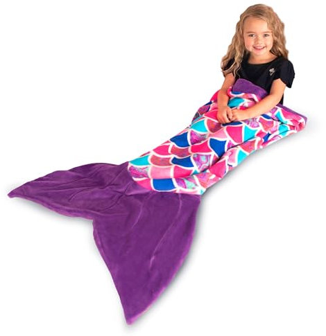 Fin Fun Meerjungfrau Decke für Mädchen und Damen - Kuscheldecke zum reinschlüpfen für Meerjungfrauen Fans - erhältlich in 60 x 130 cm und 70 x 170 cm