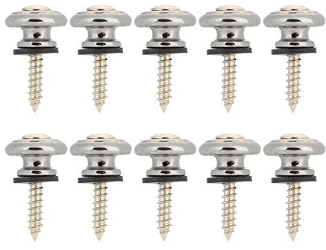10 Pcs Gitarrengurt Schloss, Gitarrengurt Taste Metall Ende Pin mit Schraube für Ukulele E Bass(Silber)