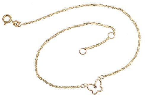 Silberketten-Store Fußkette Singapur 4924 mit Schmetterling 1,4mm Durchmesser 333 Gelbgold Länge wählbar von 23-30cm