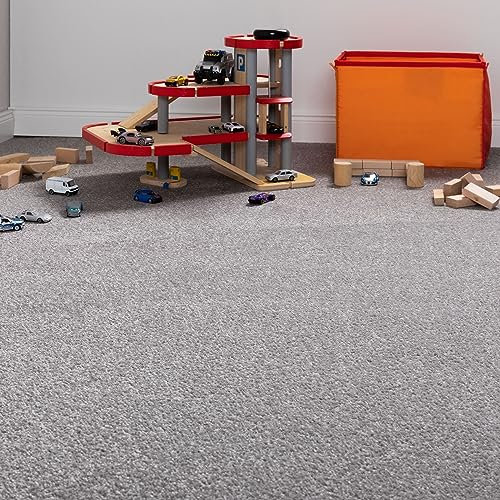 Steffensmeier Teppichboden Cambridge Young Meterware | Auslegware für Kinderzimmer Wohnzimmer Schlafzimmer | Silber, Größe: 400x500 cm