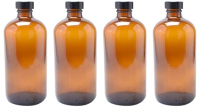 Hemobllo Brown Glass Bottle Set of 4 Sealing Glass Bottle with Lid for Honey Jam and Salt Storage Transparent Kitchen Jar for Home Travel Use 16.90 X 7.50 X 7.50 cm
