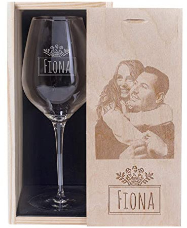 Amikado - Verre à vin prénom avec Son Coffret gravé Photo : Personnalisé avec prénom et Photo