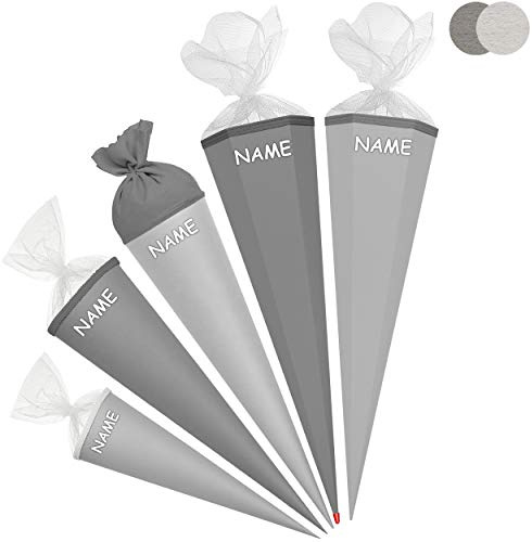 alles-meine.de GmbH Schultüte - Rohling - GRAU/mittel - dunkel - 35-100 cm - freie Farb- und Größenwahl - freie Farb- und Größenwahl - rund - inkl. Name - Tüllabschluß - mit ..