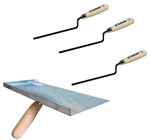 Proper Tools Jointing Set with Finger Trowels and Mortal Handle - 4 PCS - Rubber Handle - for Pointing, Bricklaying, Jointing, DIY