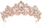 Uposao Hochzeit Kristall Strass Krone Königin Krone für Frauenund Mädchen, Braut Tiara Diadem Prinzessin Krone Haarschmuck Krone Strass Stirnband für Braut Kopfschmuck Party Haarschmuck,Rose Gold