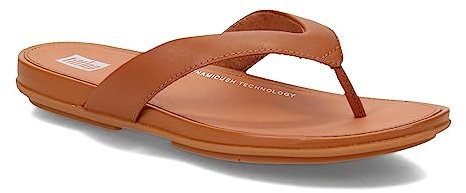 Fitflop Women's Gracie Leather FLIP-Flops Flat Sandal, Light Tan, 7 UK