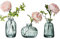 Glass Bud Vase Set of 3, Decorative Small Vase for Table Living Room Bedroom Home Office Kitchen Decor Green