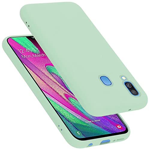 Cadorabo Hülle kompatibel mit Samsung Galaxy A40 Hülle Silikon Handyhülle für Galaxy A40 Case aus flüssigem Silikon- Kratzfeste und stoßfeste dünne TPU Schutzhülle - Liquid HELL GRÜN