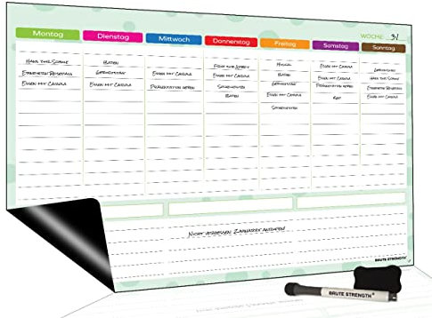 Brute Strength - Magnetisches Whiteboard, flexibler, trocken abwischbarer Wochenplaner, magnetische Memotafel für Kühlschrank, Familienessen (42 x 29 cm)
