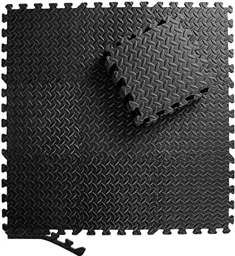 Alfombra Puzzle Goma Eva, Esterilla Puzzle Fitness 16Pcs Suelo de Gimnasio 30x30 cm Tatami Puzzle Esterilla Piscina Desmontable Protector Losas Suelo para Deporte Casa Color Negro (16)
