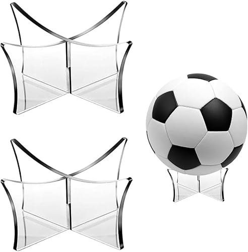 Kiuiom Porta Palloni,Espositore Portapalle,Base Basket,2 PC Acrilico Trasparente per Pallone Calcio Pallone Pallavolo Palla Basket Pallone Rugby