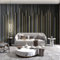 Vlies Fototapete Schwarze geometrische Linien 3D Effekt Vlies Tapeten Wandtapete XXL Moderne Wanddeko Wohnzimmer Schlafzimmer Büro Flur 450 cm B x300 cm H