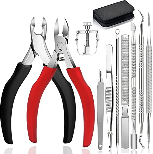 Profi Nagelschere Fussnägel Set,Robuster professioneller Nagelknipser,Nagelzange,12 Stücke Edelstahl Fußnagel Knipser Reparieren für Dicke und Eingewachsene Fußnäge