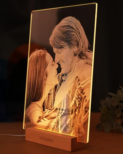 Panorama Lampe Personnalisée 21x30 cm - Lumineux Cadeau Original - Cadre LED avec votre Photo - Éclairage pour la Table de Chevet