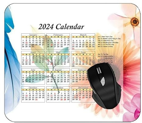 YENDOSTEEN 2023 Calendar Mouse Pad,Flower Glare Branch Blossom Mouse Pad with Stitched Edges PAD#950 220 * 180 * 3 mm