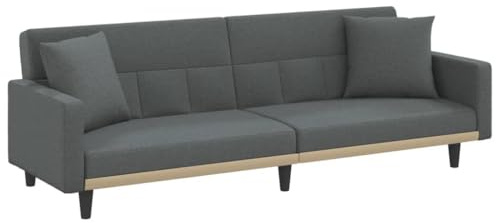 vidaXL Schlafsofa mit Kissen, Sofa mit verstellbaren Rückenlehnen, Couch für Wohnzimmer, Schlafcouch Bettsofa Sofabett Metallfüße, Dunkelgrau Stoff
