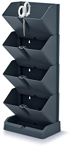 IMJ-Global Set di 8 Vasi Orto Verticale Modulari Per Fiori Piante Mini Cascade Decorativi In Plastica Da Interno Esterno Neri 11,4 x 19,5 x 47,6 cm Design Moderno