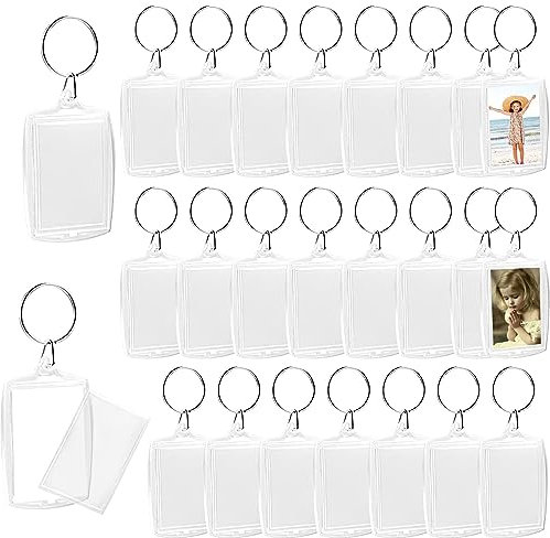 Norhogo 25 Stück Transparent Bilderrahmen Schlüsselring Foto Acryl mit Schlüsselring Bild Transparent Bilderrahmen Fotoanhänger, für Familie Freunde Geschenke, 4,0 * 5,5 CM
