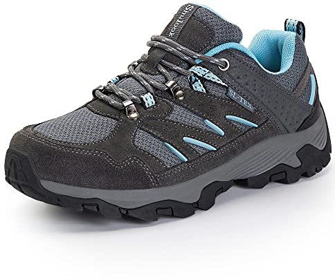 SHULOOK Wanderschuhe Damen Wasserdicht Leicht Trekkingschuhe Damen Atmungsaktiv Outdoor rutschfeste Bergschuhe Camping Blau Grau (Blau Grau EU37)
