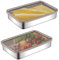 Les-Theresa 2Pcs Bacon Keeper, Deli Meat Containers With Lids Bacon Box For Fridge Storage Container Stainless Steel Cold Meat Container, Saver Box For Pasta, Celery, Etc (19.5 * 14 * 4cm)