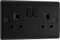 BG Electrical Double Switched Power Plug Wall Socket, Nexus Metal, Matt Black, 13A, NFB22B