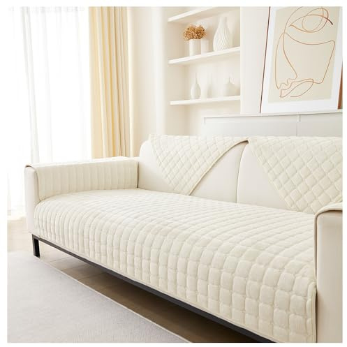 NUODWELL Sofabezug rutschfeste Sofadecke, Warmer Super Weicher Fleecedecke Sofabezug Hund Kratzschutz Katze für Sofa L Form/U Form/Ecksofa 4/3/2/1 Sitzer (Beige, 90 x 90 cm)