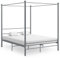 WRJENFSC Jugendbett Bodenbett Plattform-Bettgestell Himmelbett Grau Metall 160x200 cm Geeignet für Wohnzimmer, Dachgeschoss, Wohnung