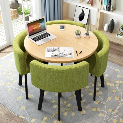 Rundes und quadratisches Esstisch-Set mit Stühlen, moderner Konferenztisch und 4 Stühlen, Empfangstisch und Stuhlkombination, Holz-Küchentisch-Set für 4 Personen, für Wohnzimmer, Esszimmer ( Color : G