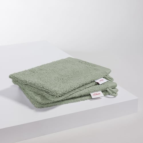 s.Oliver 4 TLG Waschhandschuh Set - 100% Baumwolle, 600 g/m², weich & angenehm, 4X Waschlappen hellgrün
