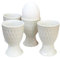 Darthome Set of 4 White Jewel Egg Cups Ceramic Geometric Diamond Kitchen Boiled Breakfast