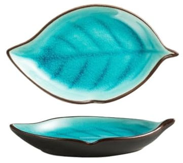 Tazas de Charcutería Plato for salsa en forma de hoja, plato de cerámica for refrigerios, contiene nachos, papas fritas, salchichas calientes, helados y más Pequeños Tacos Para Guarniciones(Color:C)