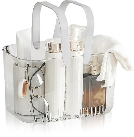Paniers De Douche Transparents Avec Poignées, Panier De Douche En Plastique Pour Salle De Bain, Design Creux, Support De Douche Portable, Grande Capacité, Fourre-tout, Organisateur De Rangement, Bac D
