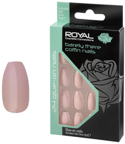 Royal 24 Coffin Glue-on Nails - Barely There