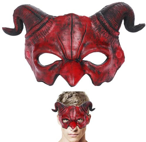 MEZHEN Masken Halloween Maske Gruselige Halloween Kostüm Party Dekoration Maske Horror Cosplay Maskerade Realistische Maske Dämonenmaske Teufel Rot