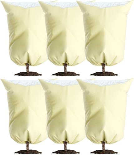 Lostwry Protección de invierno para plantas, 6 unidades, 60 x 80 cm, protección de invierno, saco protector para plantas como árbol, palmeras, plantas de balcón, campana, transpirable, para protección