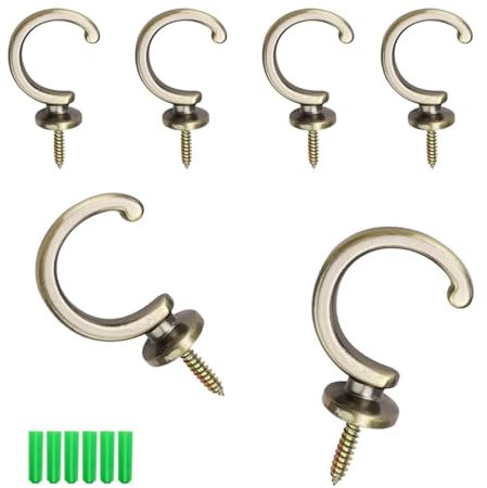 HJIAMA Ferma Tende, 6 Pezzi Metallo Ganci, Elegante Retrò Fermatenda per Tende Lunghe Fino Pavimento, Con Perline, Ganci Fissi per Letto